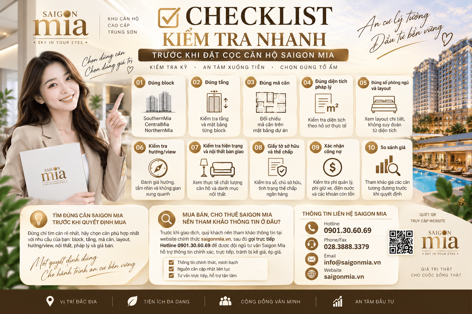 Checklist kiểm tra nhanh trước khi đặt cọc căn hộ Saigon Mia